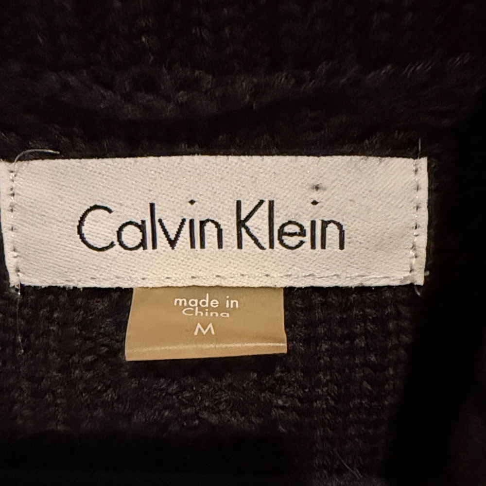 Calvin Klein Cable Knit Shawl Collar Buckle Sweater Dress M - Picture 3 of 16